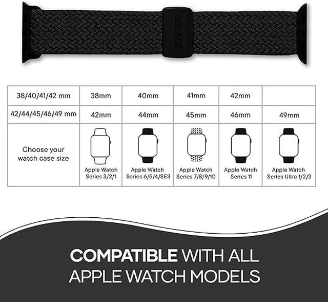 Alt view image 3 of 7 - Imperium Adapt Wide Adjustable Nylon Braided Watch Band - Compatible with All Apple Watches - Solace Apple Watch Bands for Women & Men - Smart Watches Band Series 11-1, Ultra, SE