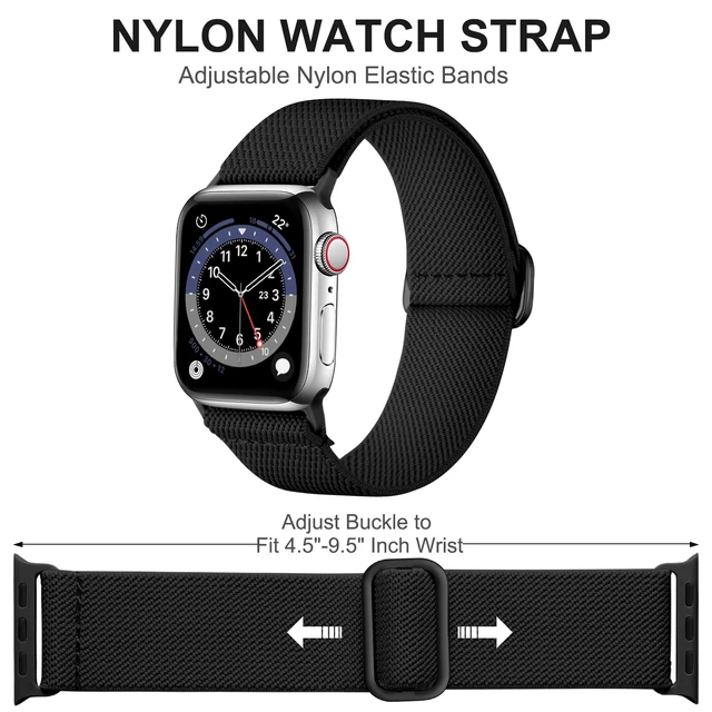 Alt view image 3 of 7 - Compatible with Apple Watch Bands Ultra 3/2/1 49mm 46mm 45mm 44mm 42mm 41mm 40mm 38mm Men Women, Soft Nylon Stretchy Braided Straps Fits for iWatch Bands Series 11/10/9/8/7/6/5/4/3/2/1/SE3-1