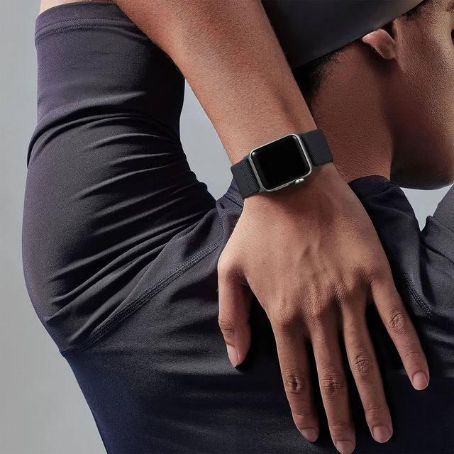 Alt view image 5 of 7 - Compatible with Apple Watch Bands Ultra 3/2/1 49mm 46mm 45mm 44mm 42mm 41mm 40mm 38mm Men Women, Soft Nylon Stretchy Braided Straps Fits for iWatch Bands Series 11/10/9/8/7/6/5/4/3/2/1/SE3-1