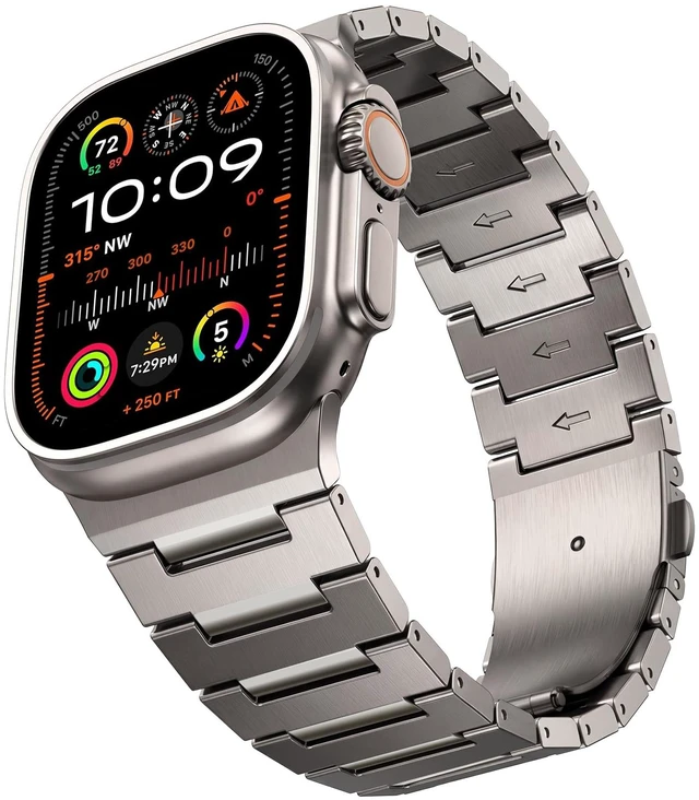 Main image of Titanium Band for Apple Watch Ultra & iWatch Series 49 46 45 44mm | Lightweight Pure Titanium Metal Strap for Men,Adjustable Link with Tool,Scratchproof/Waterproof for Swimming/Sports/Business