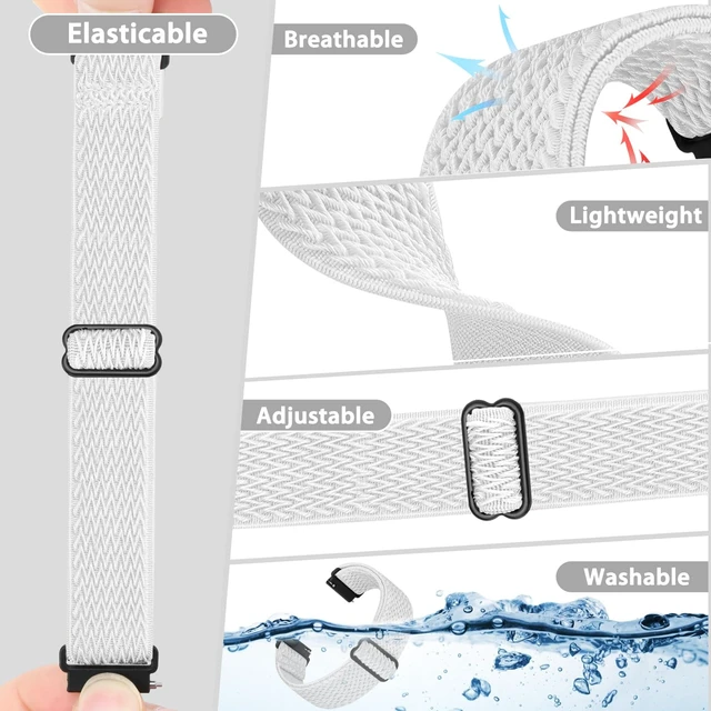 Alt view image 5 of 7 - Quick Release Watch Band - Choice of Width -18mm 19mm 20mm 22mm 24mm Watch Bands, Solo Loop Adjustable Elastic Nylon Watch Straps Replacement Wristband for Men Women