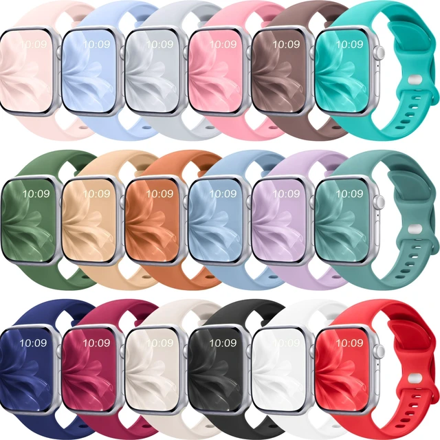 Main image of 18 Pack Silicone Bands Compatible with Apple Watch 38mm 40mm 41mm 42mm 44mm 45mm 46mm 49mm Women Men, Soft Waterproof Replacement Wrist Sport Band for iWatch Series 11 10 9 8 7 6 5 4 3 2 1 SE Ultra