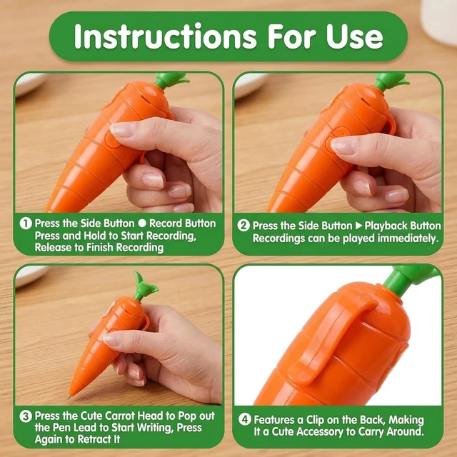 Alt view image 5 of 6 - Carrot Pen Recorder Recording Voice Birthday Recorders for Kids Device Recordable Gifts Merch that Records Audio Small Merchandise with Playback Stuff Surprise Toy Student Cute Carrot Shaped