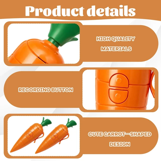 Alt view image 3 of 7 - Carrot Recorder Pen, Cute Carrot Pen Writing Tool with Voice Recording Feature, Creative Writing Projects and Learning Activities, Two Pens Per Package