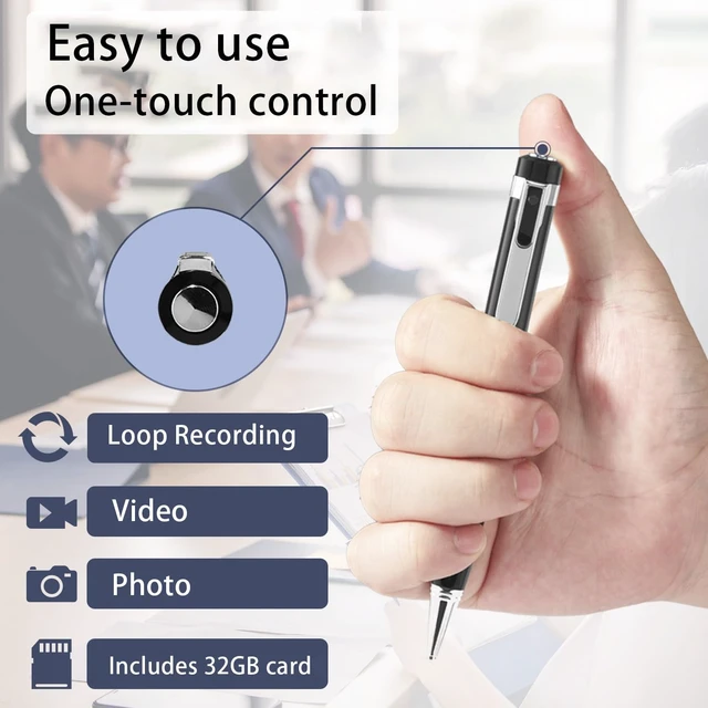 Alt view image 5 of 6 - Premium Body Camera Pen, 1080P HD Video & Photo Recorder | 32GB SD Card Included, Loop Recording, Portable Documentation Camera (Bright Silver)