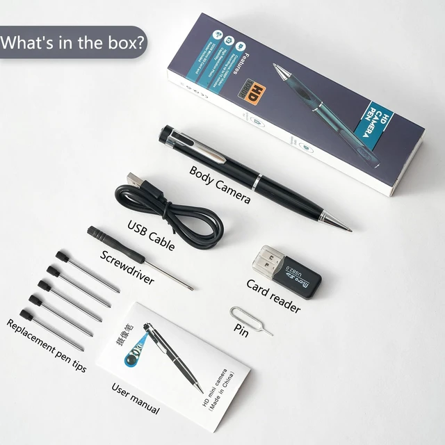 Alt view image 6 of 6 - Premium Body Camera Pen, 1080P HD Video & Photo Recorder | 32GB SD Card Included, Loop Recording, Portable Documentation Camera (Bright Silver)