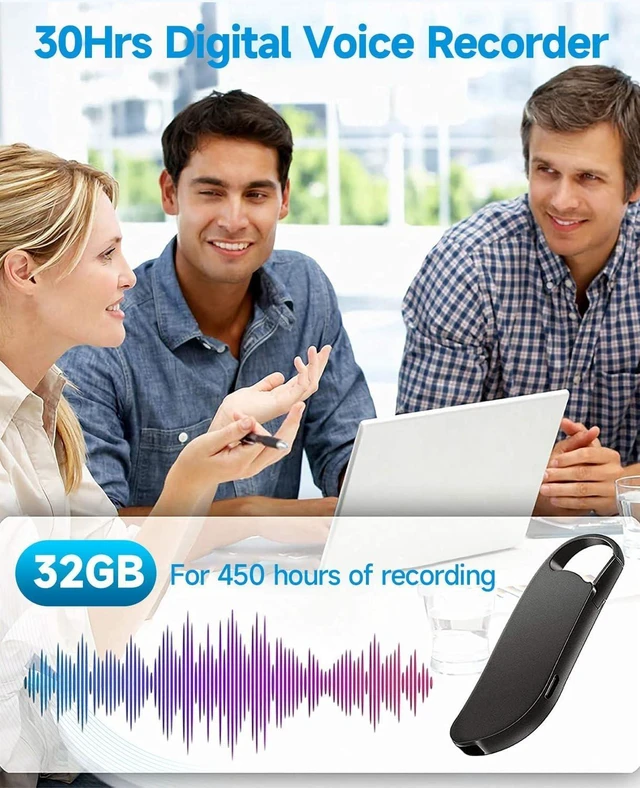 Alt view image 2 of 7 - Digital Voice Recorder, V11 32GB (2450Hrs) HD Clear Recording Portable Voice Activated Recorder with 2159 Intelligent Noise Reduction & Metal Housing, For Meeting Lecture Class Interview