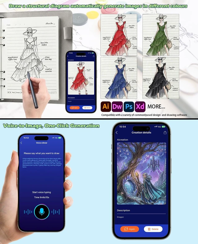 Alt view image 2 of 7 - Digital Notebook with Pen Set smart Pen Enables Synchronized Handwriting, OCR to Text, Offline Storage, Audio Recording and Note Sharing, Compatible with iOS and Android
