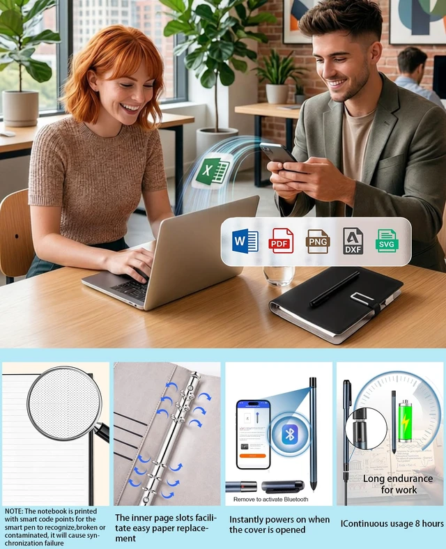 Alt view image 6 of 7 - Digital Notebook with Pen Set smart Pen Enables Synchronized Handwriting, OCR to Text, Offline Storage, Audio Recording and Note Sharing, Compatible with iOS and Android