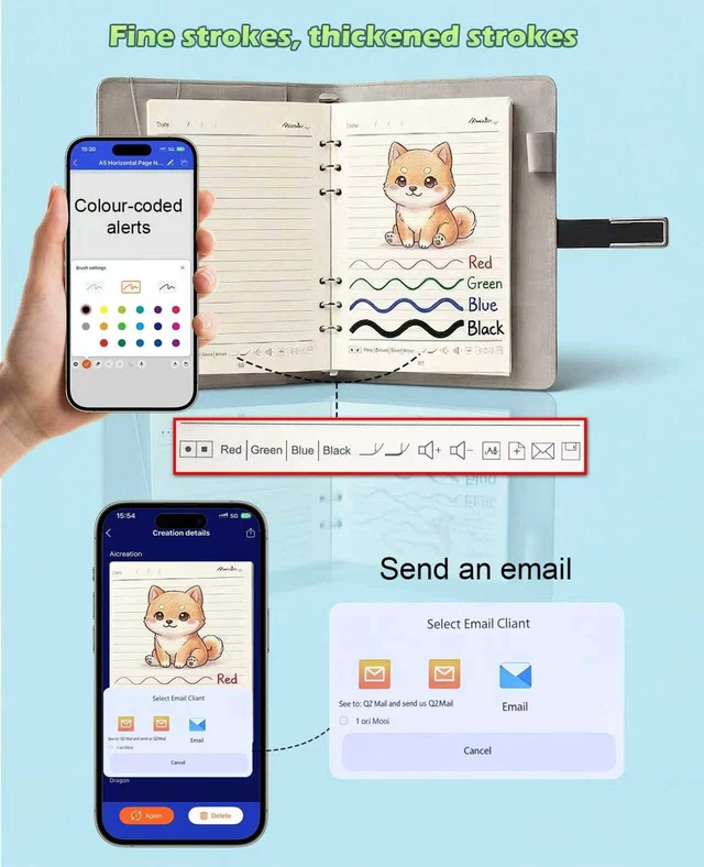 Alt view image 7 of 7 - Digital Notebook with Pen Set smart Pen Enables Synchronized Handwriting, OCR to Text, Offline Storage, Audio Recording and Note Sharing, Compatible with iOS and Android