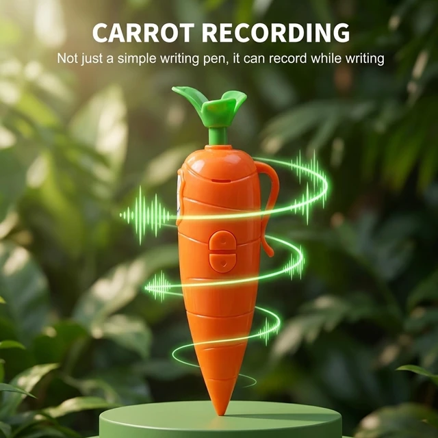 Alt view image 6 of 7 - Carrot Recorder Pen, 2PCS Cute Carrot Pen Writing Tool with Voice Recording Feature,Multi-Function Voice Recording Pens with Ballpoint Writing Tool, Fun & Creative Gifts for Students, Teachers