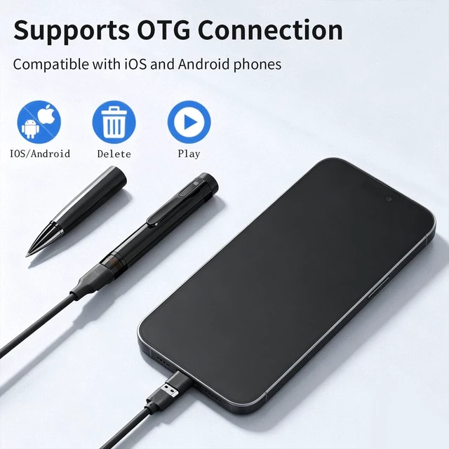 Alt view image 4 of 7 - Premium Body Camera Pen 32GB SD Card Include | Local Storage, One-Button Operation, Motion Detection for Meeting Lecture Classroom Office Home (Matte Black)
