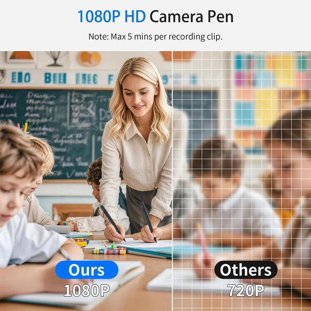Alt view image 7 of 7 - Premium Body Camera Pen 32GB SD Card Include | Local Storage, One-Button Operation, Motion Detection for Meeting Lecture Classroom Office Home (Matte Black)