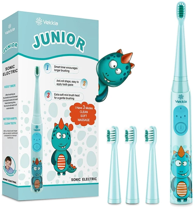 Main image of Sonic Rechargeable Kids Electric Toothbrush(Blue) | 3 Modes with Memory/Fun & Easy Cleaning/24000 Strokes, IPX7 Waterproof, 2-Min Timer for Age 5+/4 Soft Bristles
