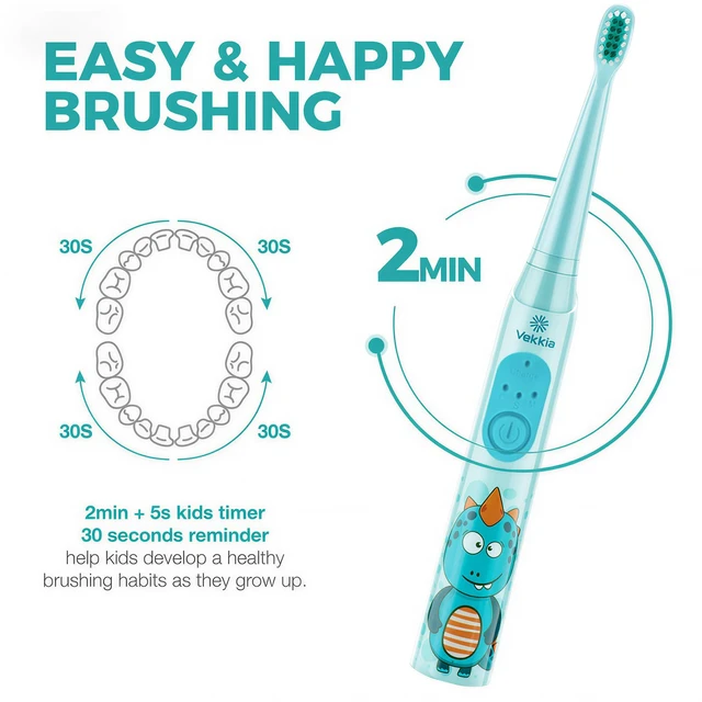 Alt view image 3 of 7 - Sonic Rechargeable Kids Electric Toothbrush(Blue) | 3 Modes with Memory/Fun & Easy Cleaning/24000 Strokes, IPX7 Waterproof, 2-Min Timer for Age 5+/4 Soft Bristles