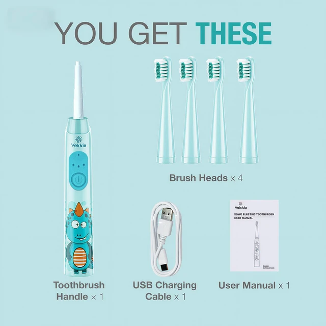 Alt view image 7 of 7 - Sonic Rechargeable Kids Electric Toothbrush(Blue) | 3 Modes with Memory/Fun & Easy Cleaning/24000 Strokes, IPX7 Waterproof, 2-Min Timer for Age 5+/4 Soft Bristles