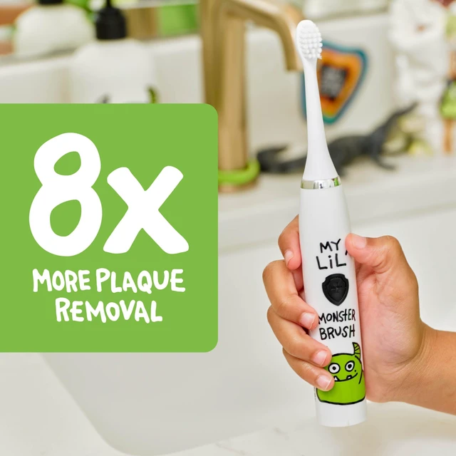Alt view image 3 of 7 - Kids Electric Toothbrush - Rechargeable Vibrating Toothbrush with Timer, Includes 6 Replacement Heads, Gently Cleans Teeth, Kid & Toddlers Age 2+, Monster