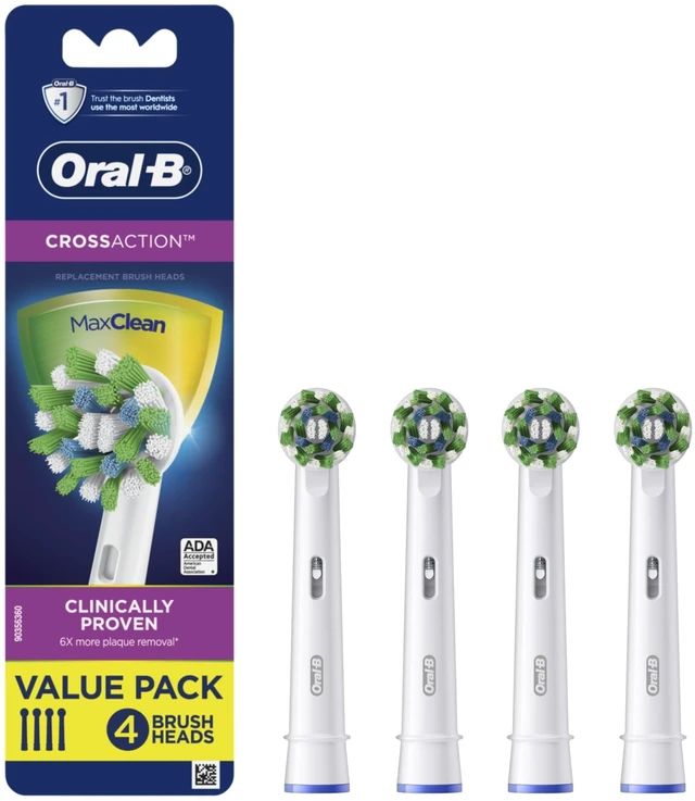 Main image of CrossAction Electric Toothbrush Replacement Brush Heads Refill, 4ct