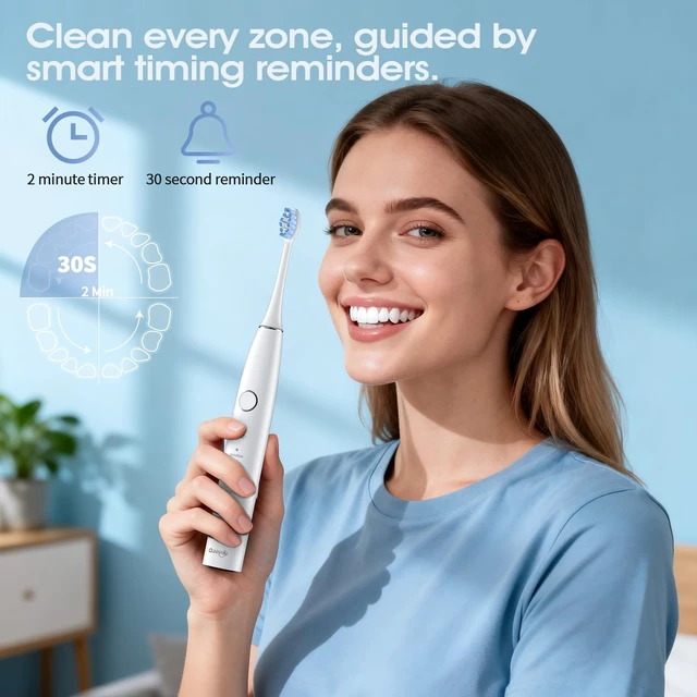 Alt view image 7 of 7 - Sonic Electric Toothbrush, 42000 VPM Toothbrush with 6 Brush Heads & Travel Case, 5 Modes with 2 Minutes Built in Smart Timer, Wireless Charging, 100-Day Battery Life for Home Travel, White
