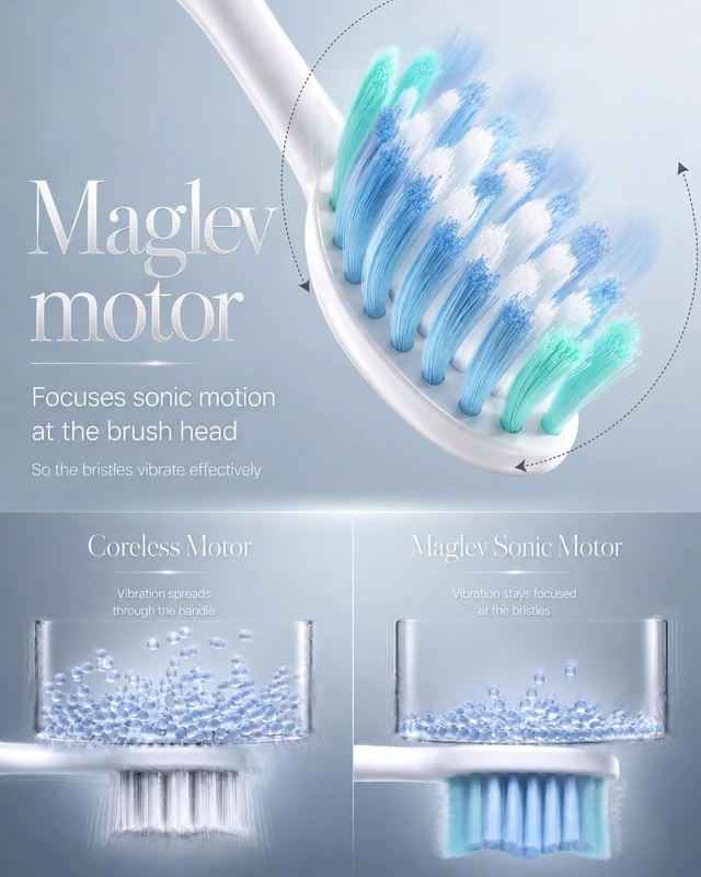 Alt view image 2 of 7 - UC605 Series Electric Toothbrush, with Advanced Sonic Toothbrush Technology & 60+ Days Rechargeable Battery Life, 5 Modes with SmartTimer & QuadPacer, 6 Replacement Heads, 48000VPM - White