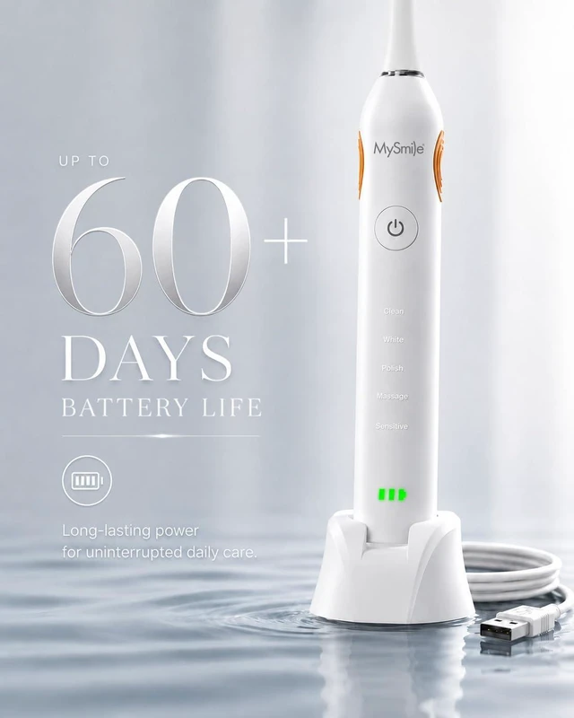Alt view image 3 of 7 - UC605 Series Electric Toothbrush, with Advanced Sonic Toothbrush Technology & 60+ Days Rechargeable Battery Life, 5 Modes with SmartTimer & QuadPacer, 6 Replacement Heads, 48000VPM - White