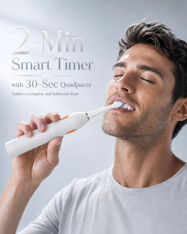 Alt view image 7 of 7 - UC605 Series Electric Toothbrush, with Advanced Sonic Toothbrush Technology & 60+ Days Rechargeable Battery Life, 5 Modes with SmartTimer & QuadPacer, 6 Replacement Heads, 48000VPM - White