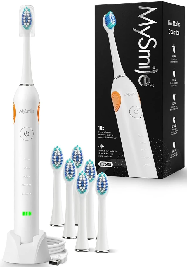 Main image of UC605 Series Electric Toothbrush, with Advanced Sonic Toothbrush Technology & 60+ Days Rechargeable Battery Life, 5 Modes with SmartTimer & QuadPacer, 6 Replacement Heads, 48000VPM - White