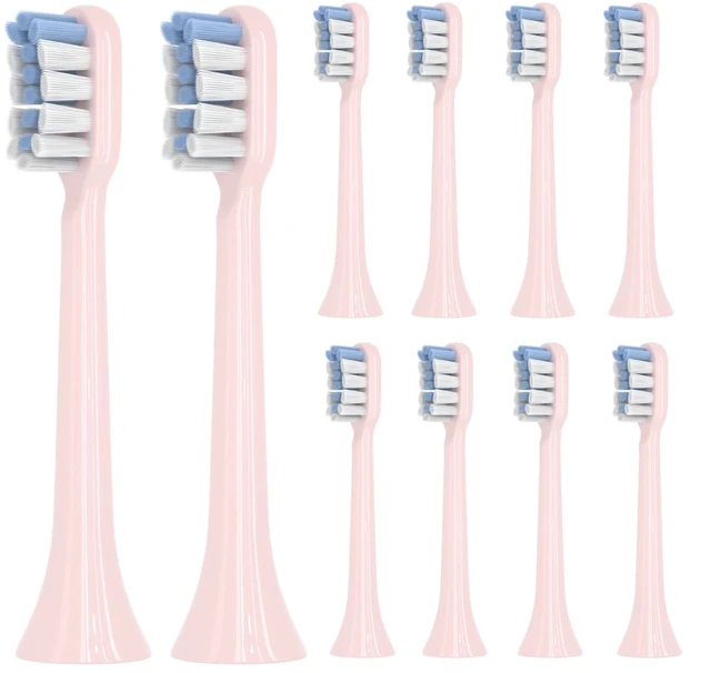 Alt view image 6 of 6 - Toothbrush Replacement Heads Compatible with Hismile Electric Toothbrush,10 Pack | Click-on Handles,Soft Brush Bristles, for Hismile Replacement Head with Sanitary Cap, Pink