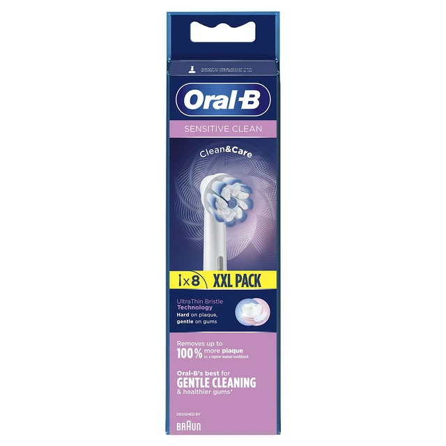 Alt view image 2 of 7 - Sensitive Clean Replacement Brush Heads x 8 Original Refill for Electric Toothbrush, White, 200 gram