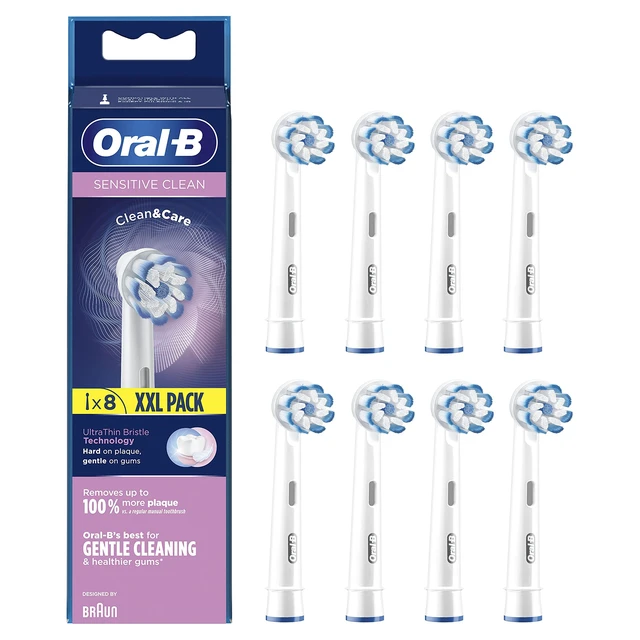 Alt view image 4 of 7 - Sensitive Clean Replacement Brush Heads x 8 Original Refill for Electric Toothbrush, White, 200 gram