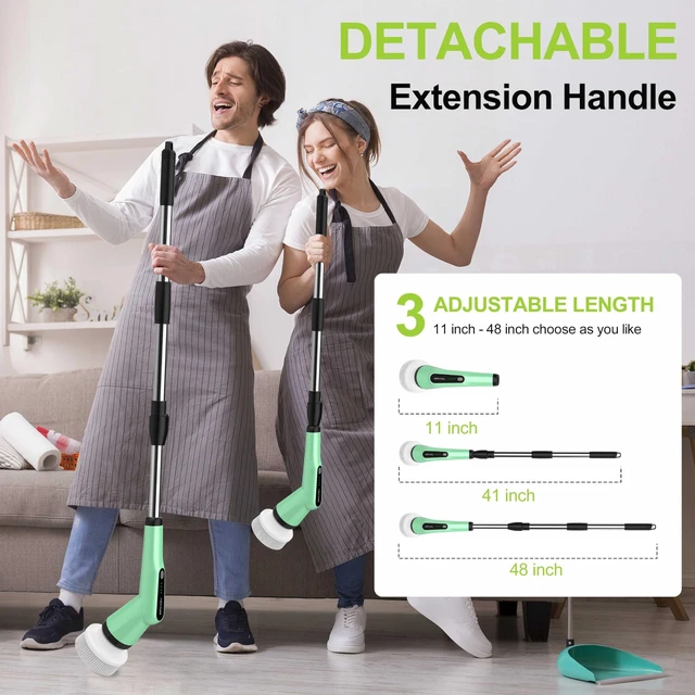 Alt view image 4 of 7 - Electric Spin Scrubber, Cordless Shower Cleaner Brush for Bathroom | 10in1 Shower Scrubber with Extendable Handle, Variable Speed, 44lbs HighTorque for Bathtub, Toilet, Kitchen , Tile Floors