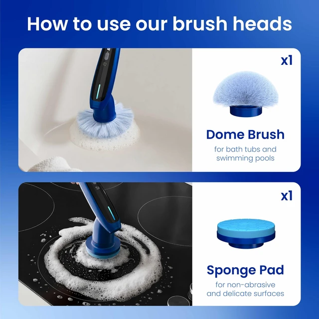 Alt view image 7 of 7 - 2026 Upgraded Electric Spin Scrubber: 120 Min Runtime, IPX7 Waterproof Cordless Power Scrubber, Adjustable Extension Handle, 8 Heads, 2 Speeds for Shower, Tub, Tile & Floor