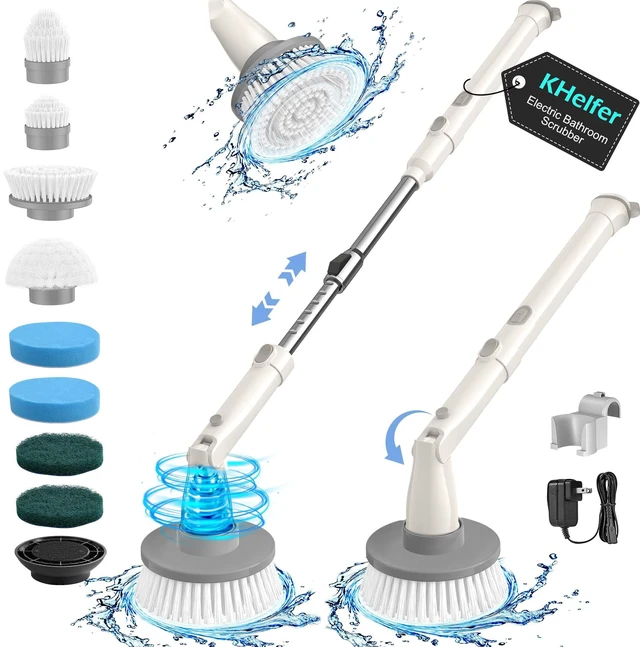 Main image of Electric Spin Scrubber, 2026 New Shower Scrubber 8 Replacement Head | 1.5H Cordless Bathroom Scrubber Dual Speed, Shower Cleaning Brush with Extension Arm for Bathtub Tile Floor