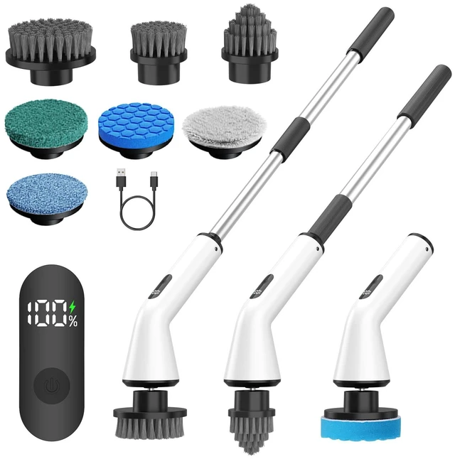 Main image of Electric Spin Scrubber for Bathroom,Power Cleaning Brush with 7 Replaceable Brush Heads, Adjustable Long Handle, Cordless Electric Shower Scrubber for Home, Floor, Kitchen & Car
