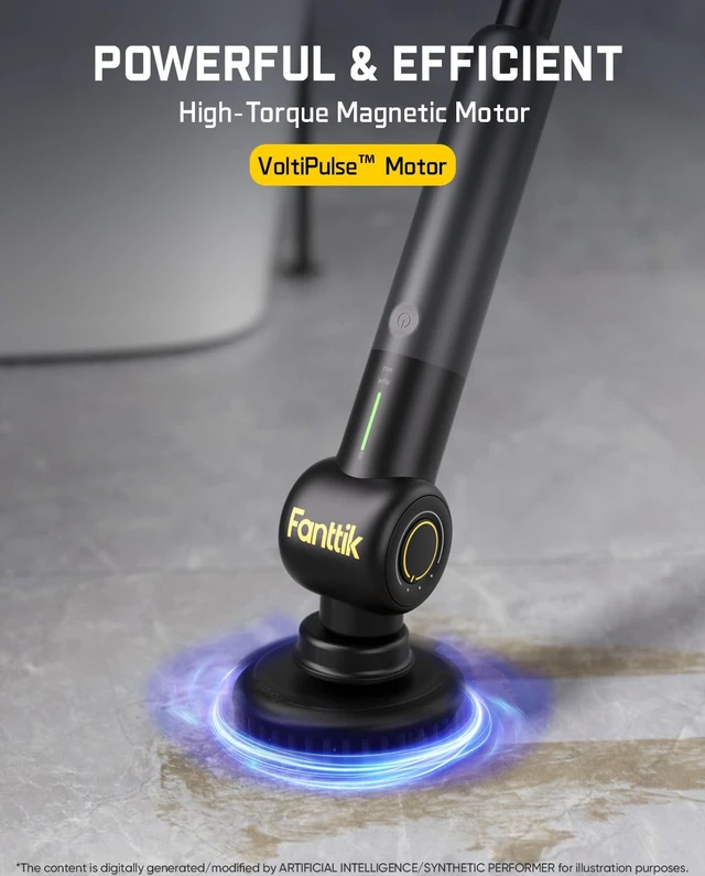 Alt view image 2 of 7 - Flip G9 Pro Electric Scrubber, VoltiPulse Motor, for Bathroom | Dual-Speed Cleaner with 6 Brush Heads, Adjustable Angle & Extendable Handle, IPX7 Waterproof, Type-C Charge, Black