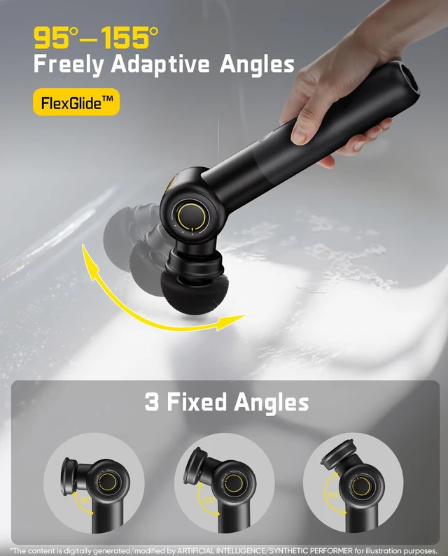 Alt view image 4 of 7 - Flip G9 Pro Electric Scrubber, VoltiPulse Motor, for Bathroom | Dual-Speed Cleaner with 6 Brush Heads, Adjustable Angle & Extendable Handle, IPX7 Waterproof, Type-C Charge, Black