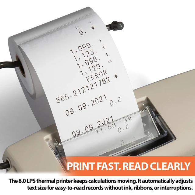 Alt view image 5 of 7 - Big Print 12-Digit Thermal Printing Calculator, Fast Ink-Free 6.0 Lines-Per-Second Printing with Cost, Sell and Margin Keys, Dot Matrix Display, Plastic Enclosure, 10 x 7.8-Inches, White (1310)