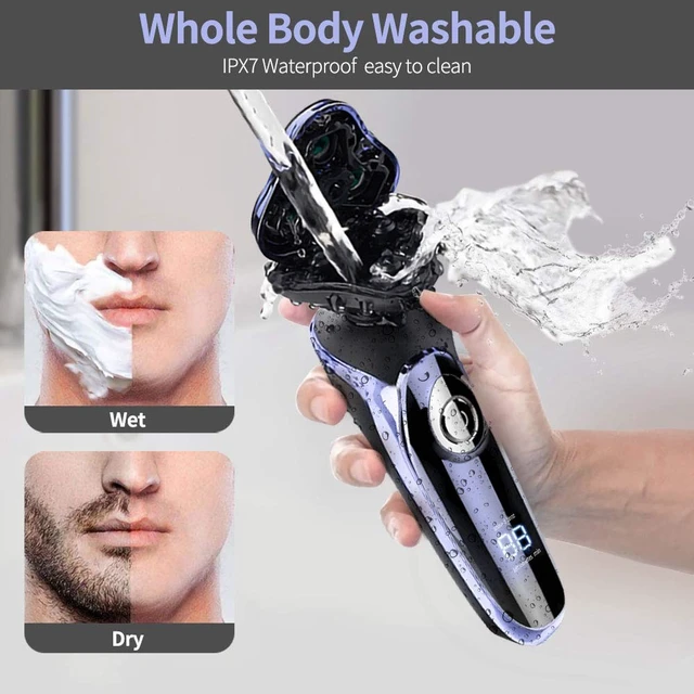 Alt view image 2 of 6 - Electric Razor for Men - 4 in 1 Rotary Men Shaver Beard Trimmer | Waterproof USB Electric Shaver Fast Charging - Cordless Beard, Nose, Hair Trimmer, Men Electric Razor Gift for Dad, Boyfriend