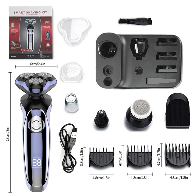 Alt view image 6 of 6 - Electric Razor for Men - 4 in 1 Rotary Men Shaver Beard Trimmer | Waterproof USB Electric Shaver Fast Charging - Cordless Beard, Nose, Hair Trimmer, Men Electric Razor Gift for Dad, Boyfriend