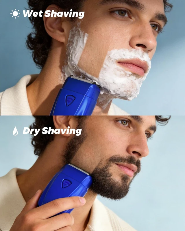 Alt view image 3 of 7 - Electric Foil Shavers for Men, Cordless Mini Face Razor with Fast Charging | IPX7 Waterproof, Wet Dry Shaver, Magnetic Cover, USB-C Charging, Precision Blades, Electric Razor for Travel & Home