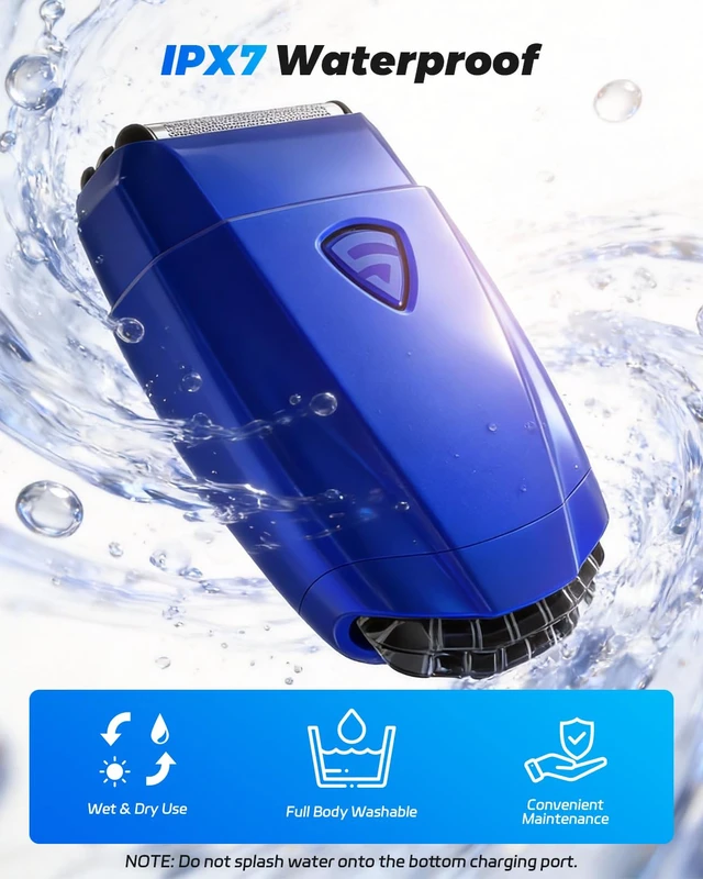 Alt view image 4 of 7 - Electric Foil Shavers for Men, Cordless Mini Face Razor with Fast Charging | IPX7 Waterproof, Wet Dry Shaver, Magnetic Cover, USB-C Charging, Precision Blades, Electric Razor for Travel & Home