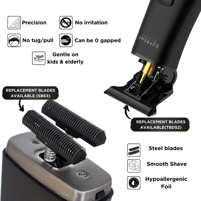 Alt view image 3 of 7 - T-Shaper Trimmer & Crunch Foil Shaver Kit Black | Zero-Gap DLC Trimmer & Double Foil Shaver for Hair, Beard, Lineups, Fades & Finishing ST5206 + STF602