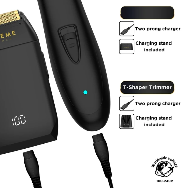 Alt view image 4 of 7 - T-Shaper Trimmer & Crunch Foil Shaver Kit Black | Zero-Gap DLC Trimmer & Double Foil Shaver for Hair, Beard, Lineups, Fades & Finishing ST5206 + STF602