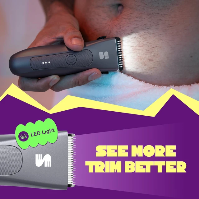 Alt view image 5 of 7 - Manscape Groin & Body Hair Trimmer for Men, Shaver with LED Light | Electric Ball & Pubic Trimmer Shaver, Replaceable Ceramic Blade, IPX7 Waterproof Wet/Dry, 90-Min Runtime, 3 Guard Combs