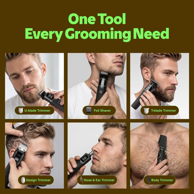 Alt view image 2 of 7 - All-in-One Beard Trimmer for Men, Electric Shaver & Grooming Kit | Men's Electric Razor, Mustache, Nose and Body Hair, 11 Guide Combs, 7500 RPM Motor, Waterproof Wet/Dry Use, 270-Min Runtime