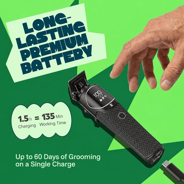 Alt view image 3 of 7 - All-in-One Beard Trimmer for Men, Electric Shaver & Grooming Kit | Men's Electric Razor, Mustache, Nose and Body Hair, 11 Guide Combs, 7500 RPM Motor, Waterproof Wet/Dry Use, 270-Min Runtime