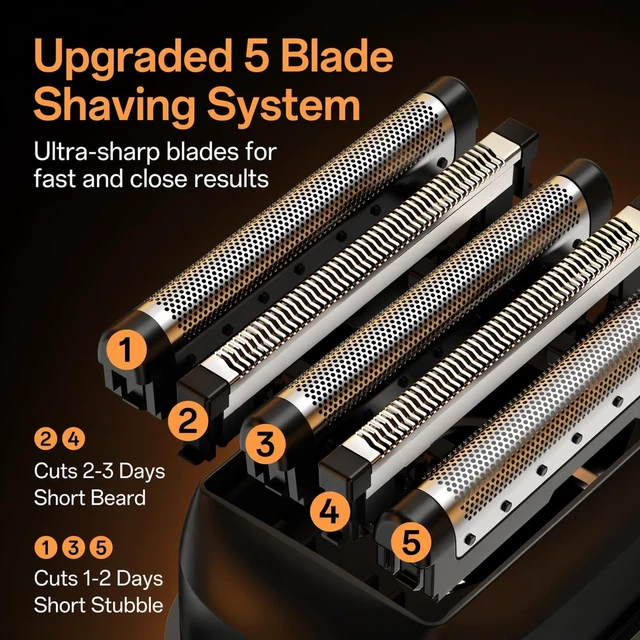 Alt view image 2 of 7 - Electric Razor for Men, 5-Blade Portable Foil Shaver | Travel Mini Shaver Powerful Palm-Sized
