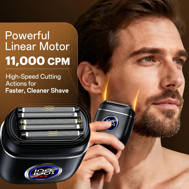 Alt view image 3 of 7 - Electric Razor for Men, 5-Blade Portable Foil Shaver | Travel Mini Shaver Powerful Palm-Sized