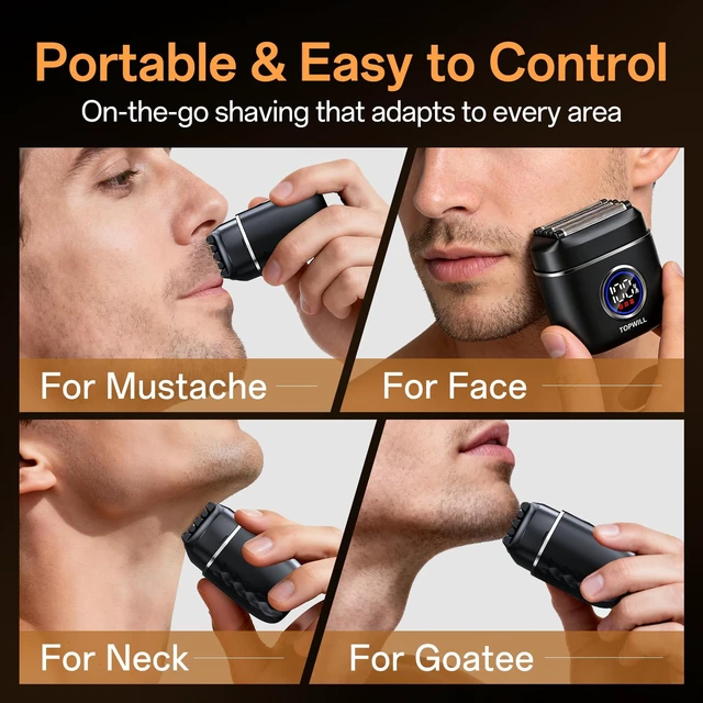 Alt view image 4 of 7 - Electric Razor for Men, 5-Blade Portable Foil Shaver | Travel Mini Shaver Powerful Palm-Sized