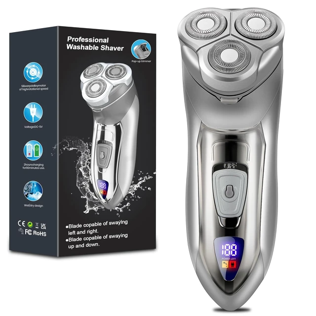 Main image of Electric Razor for Men, 4D Floating Head & LCD Display, Cordless Rechargeable Electric Shaver for Men with Pop-Up Trimmer, IPX7 Waterproof Wet & Dry Shave, Type-C Quick Charge, Gift for Men,Matte Gray